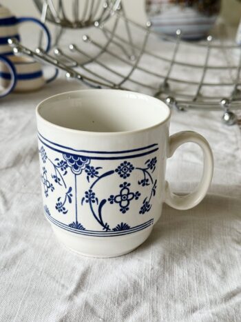 Vintage Blau Saks blue & white ceramic mug