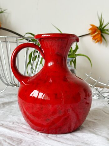 Large Vintage mid century 60s red rustic West German ceramic vase